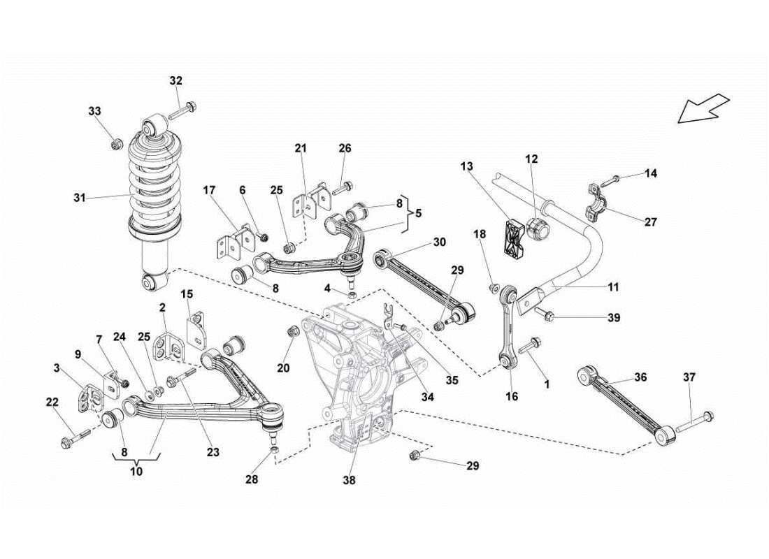 lamborghini gallardo sts ii sc brazos traseros diagrama de piezas