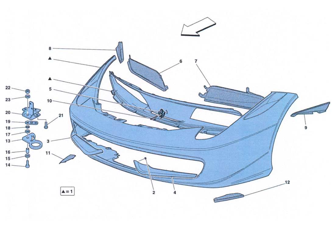 ferrari 458 challenge diagrama de partes del paraurti anterior