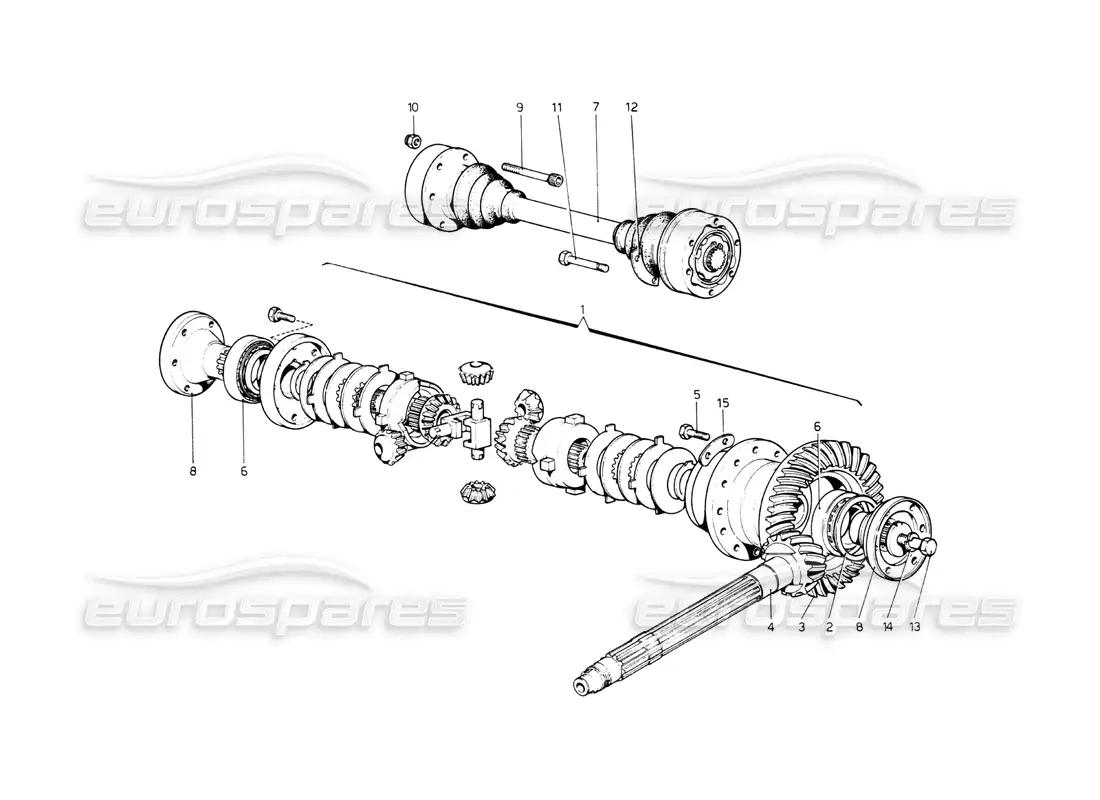 ferrari 512 bb diferencial y semiejes diagrama de piezas