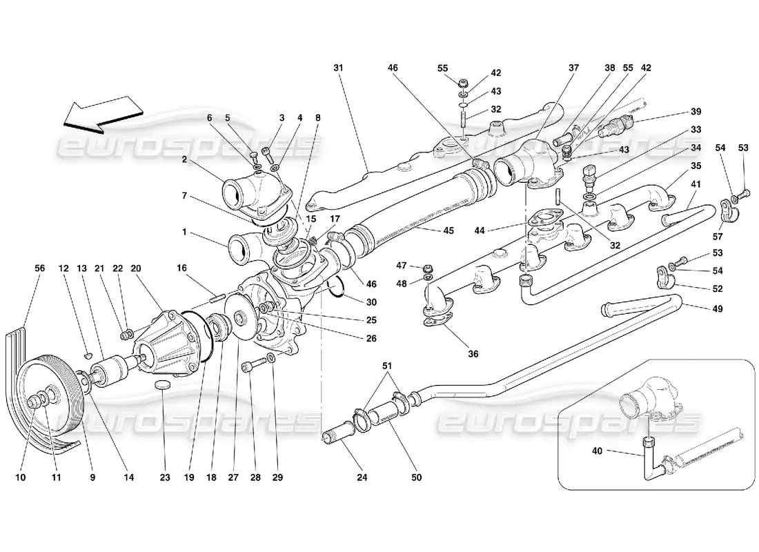 ferrari 456 gt/gta bomba de agua diagrama de piezas