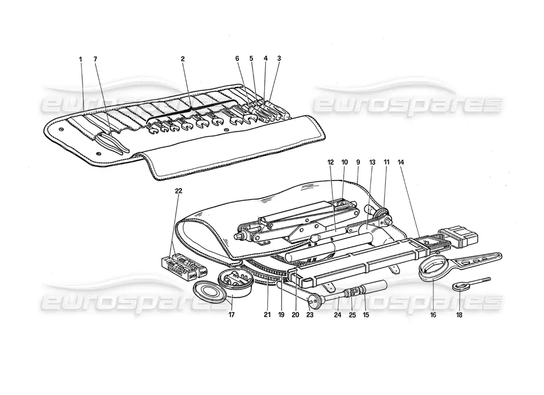 ferrari 288 gto kit de herramientas diagrama de piezas