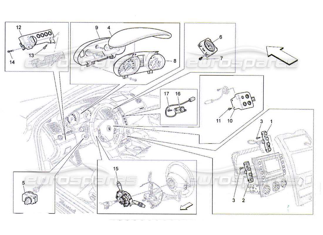 maserati qtp. (2010) 4.2 diagrama de piezas de los dispositivos del tablero