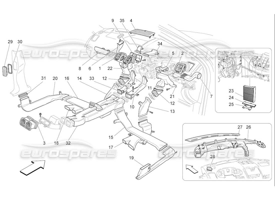 maserati qtp. (2010) 4.7 auto unidad a c: diagrama de partes de difusión