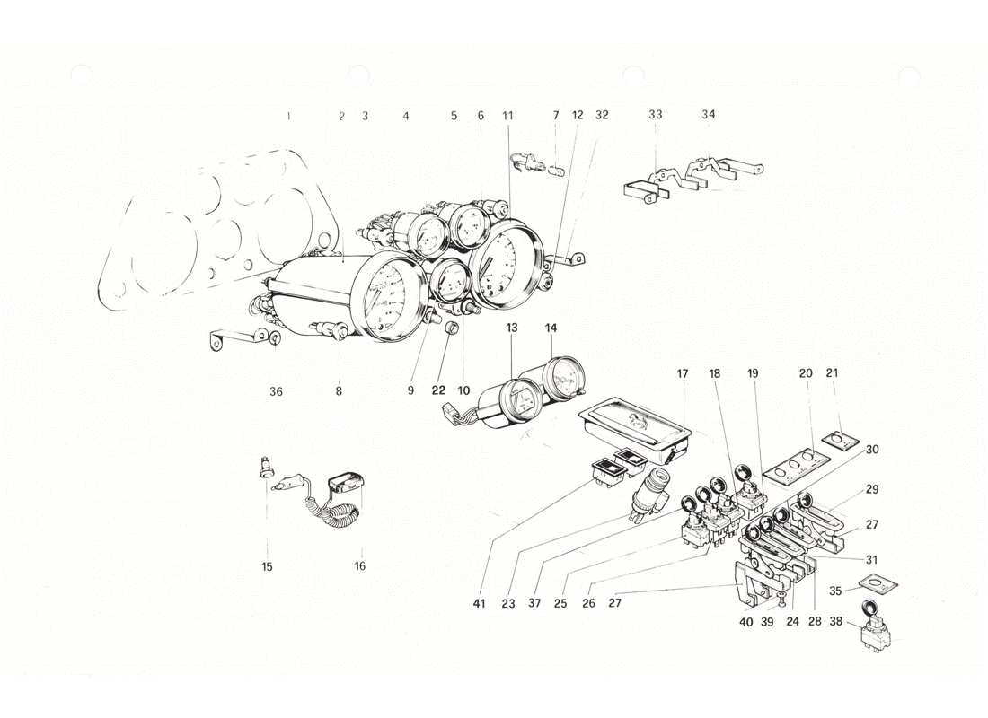ferrari 208 gtb gts instrumentos y accesorios diagrama de piezas