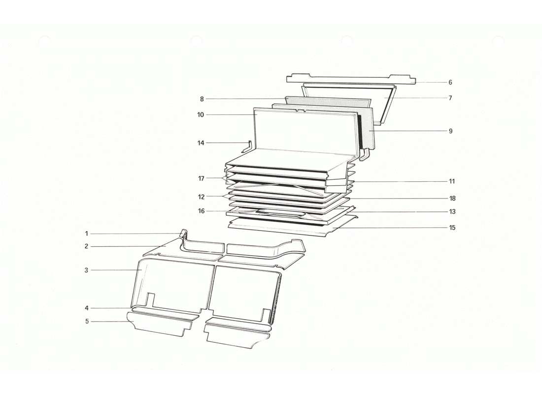 ferrari 208 gtb gts diagrama de piezas del compartimento de pasajeros y equipaje