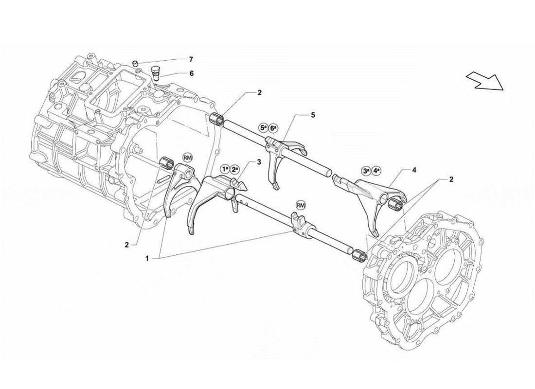 lamborghini gallardo lp570-4s perform varillas y horquillas de cambio de caja de cambios diagrama de piezas