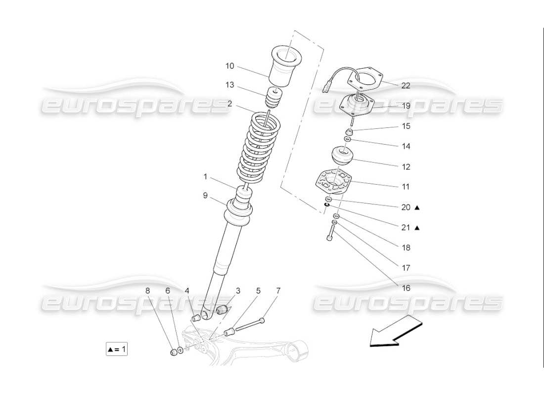 maserati qtp. (2009) 4.7 auto diagrama de piezas de los dispositivos amortiguadores delanteros