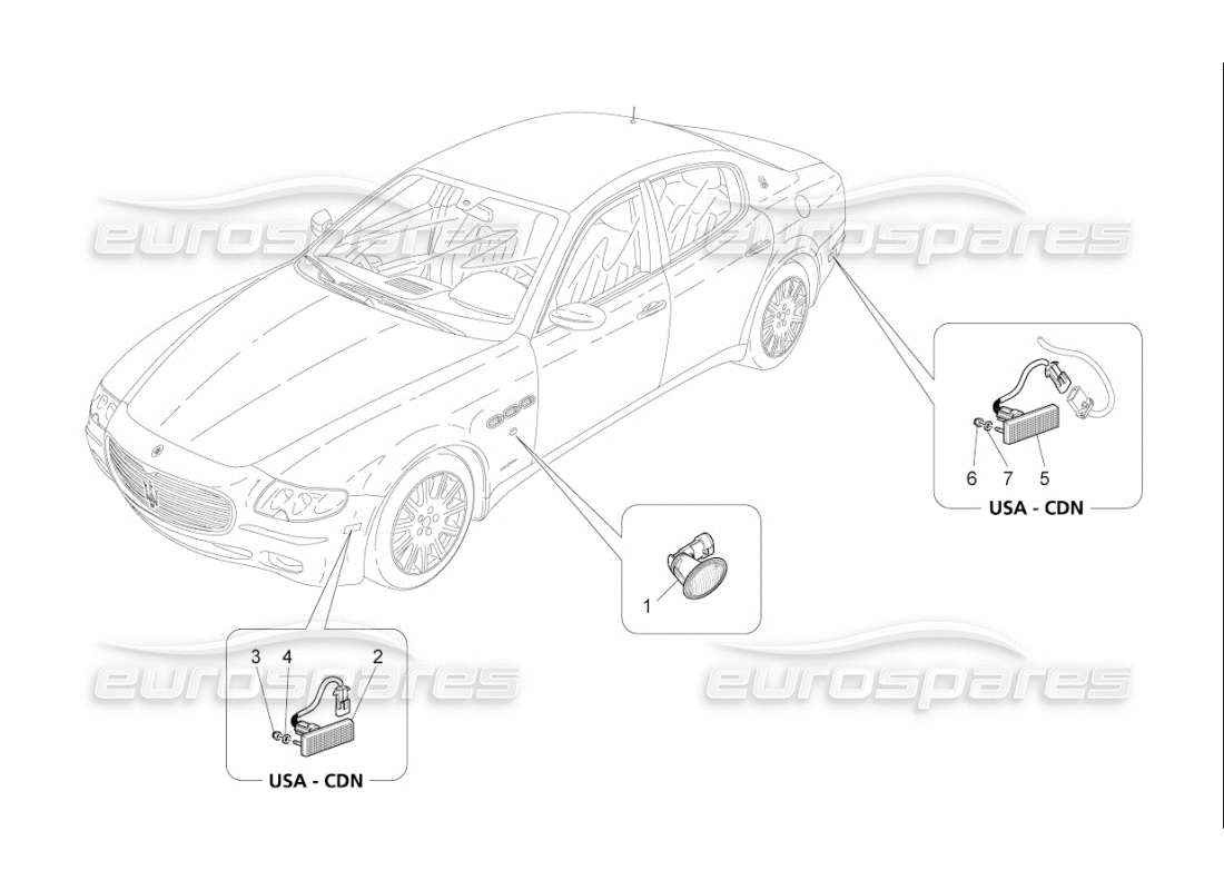 maserati qtp. (2008) 4.2 auto diagrama de piezas de los grupos de luces laterales