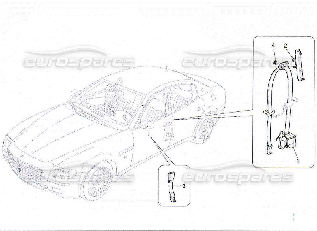 maserati qtp. (2010) 4.2 cinturones de seguridad delanteros diagrama de piezas