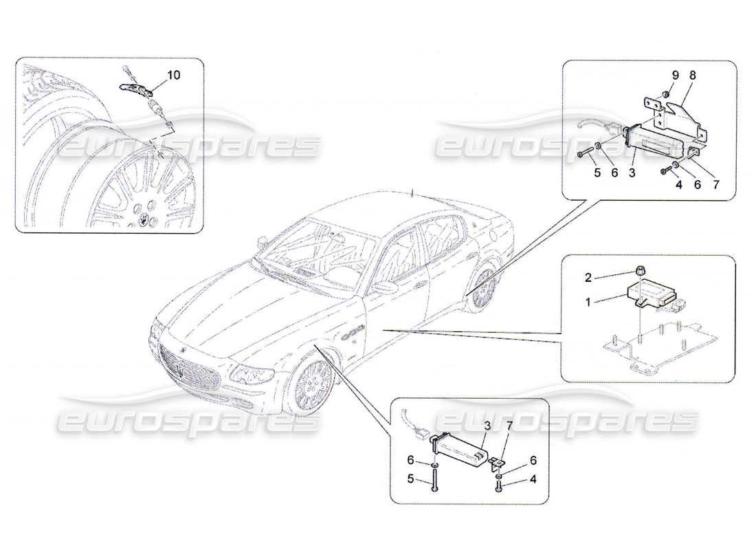maserati qtp. (2010) 4.7 diagrama de piezas del sistema de control de presión de neumáticos