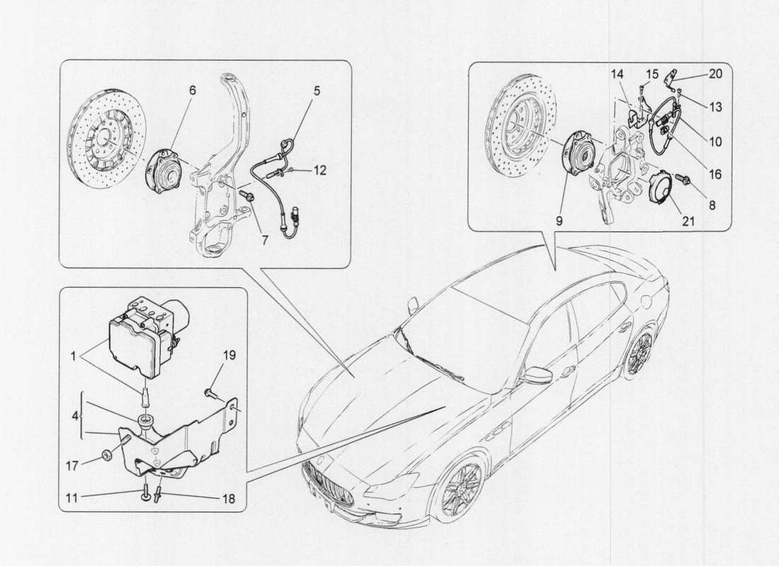 maserati qtp. v6 3.0 tds 275bhp 2017 diagrama de piezas del sistema de control de frenado