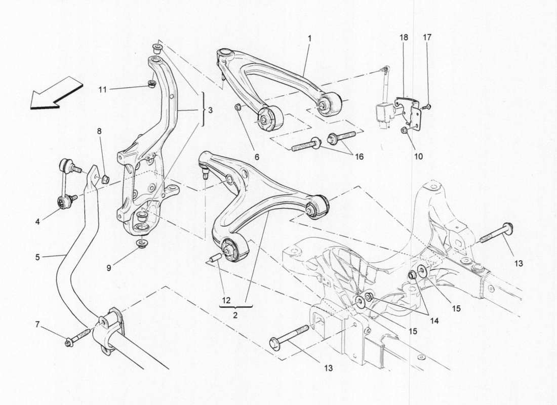 maserati qtp. v6 3.0 bt 410bhp 2015 diagrama de piezas de la suspensión delantera