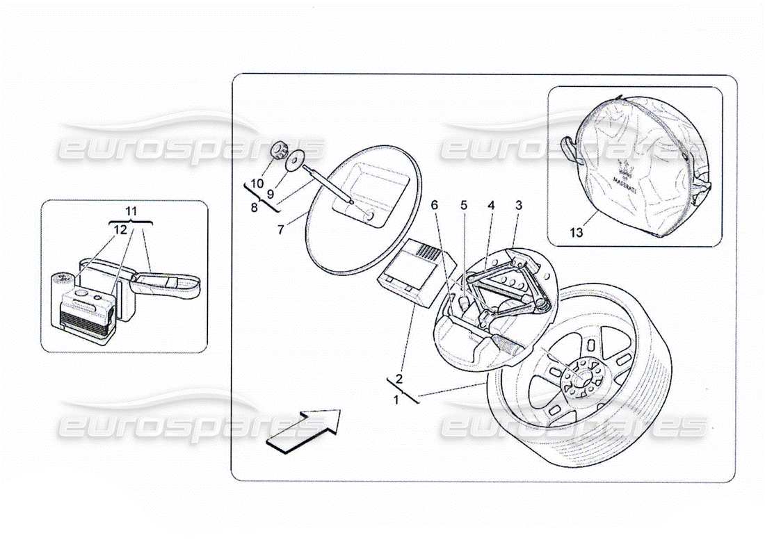 maserati qtp. (2010) 4.2 accesorios suministrados diagrama de piezas