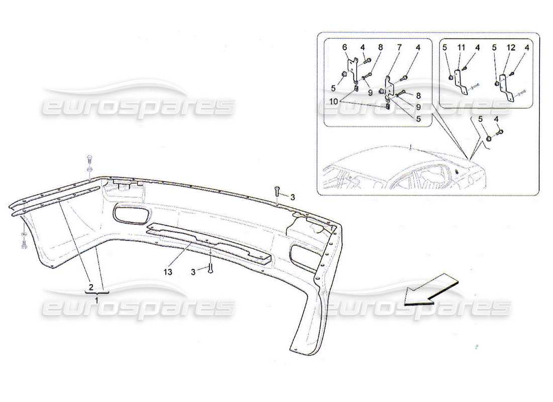 maserati qtp. (2010) 4.2 parachoques trasero diagrama de piezas