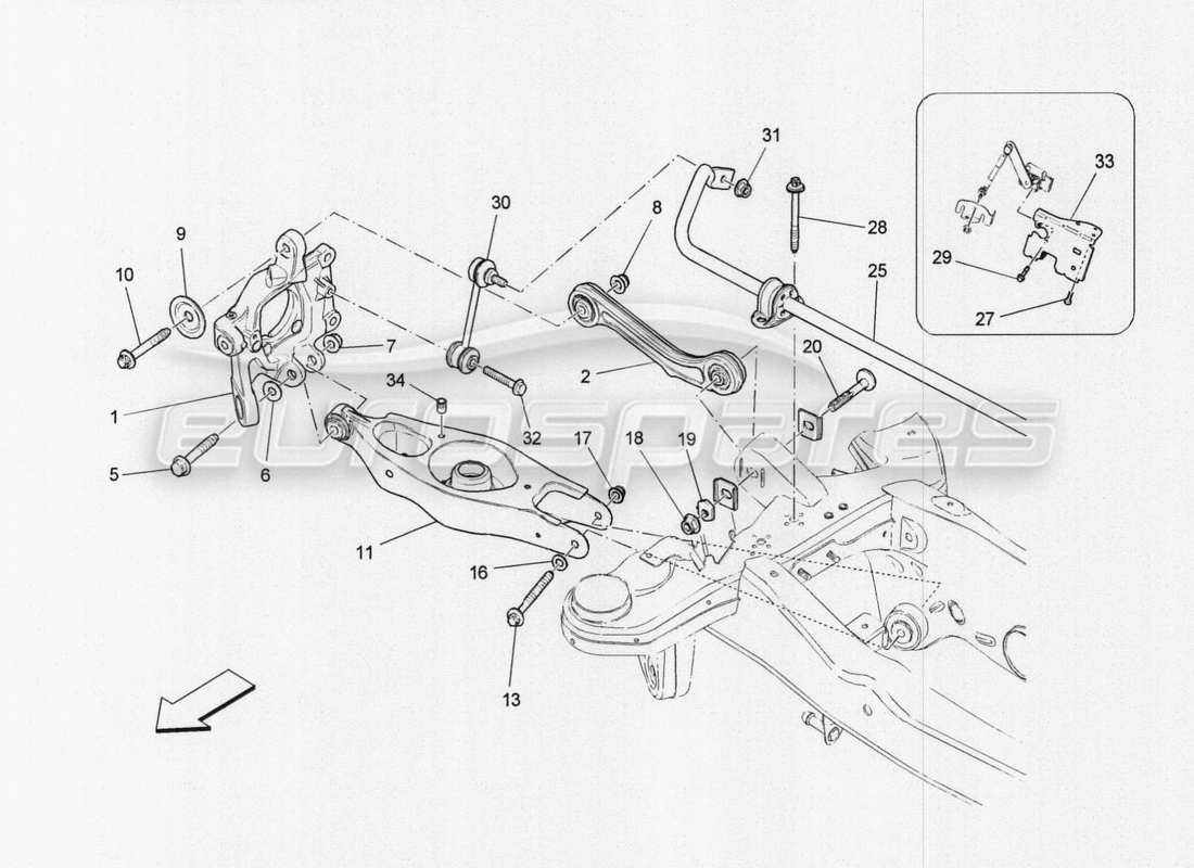 maserati qtp. v8 3.8 530bhp auto 2015 diagrama de piezas de la suspensión trasera