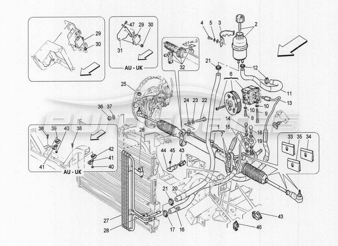 maserati granturismo special edition caja de dirección y bomba de dirección hidráulica diagrama de piezas