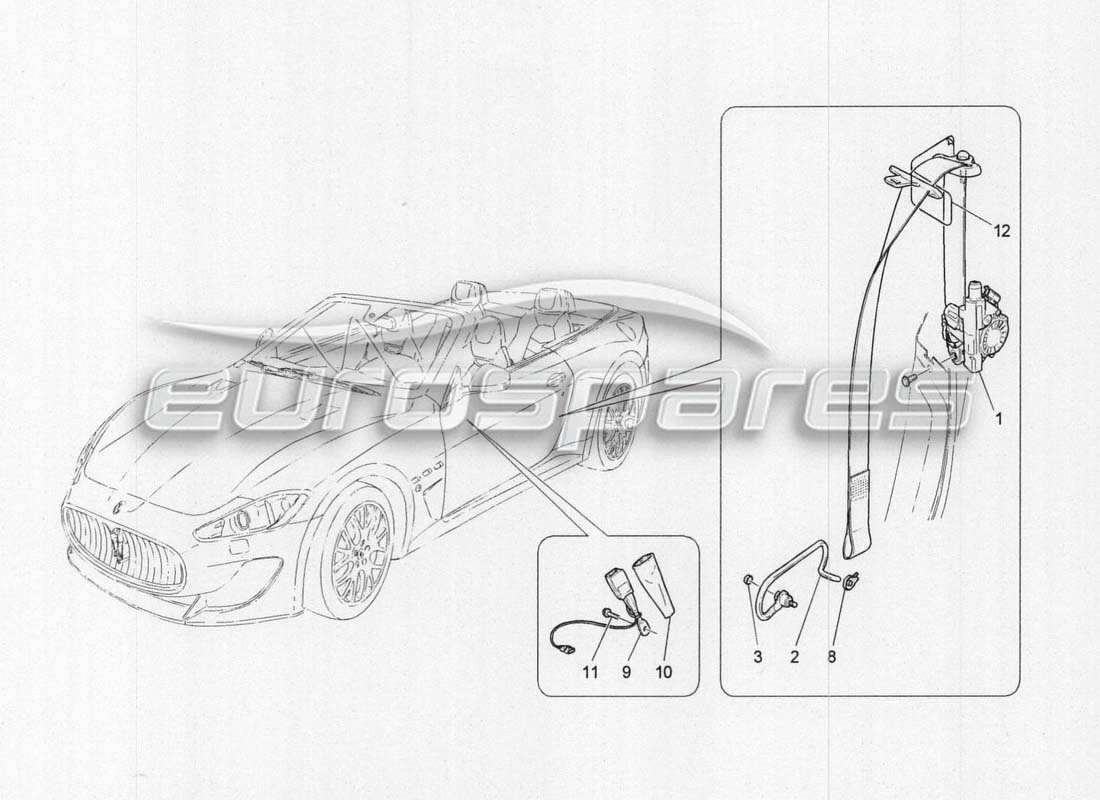 maserati grancabrio mc centenario cinturones de seguridad delanteros diagrama de piezas