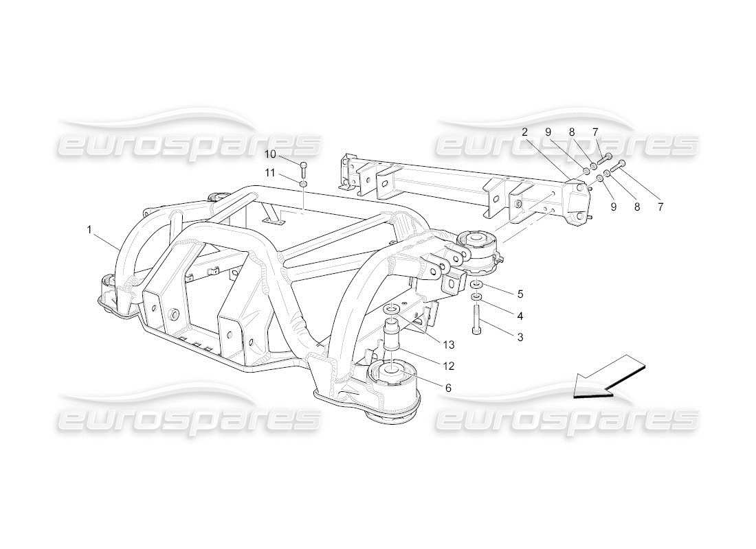 maserati qtp. (2010) 4.2 auto diagrama de piezas del chasis trasero