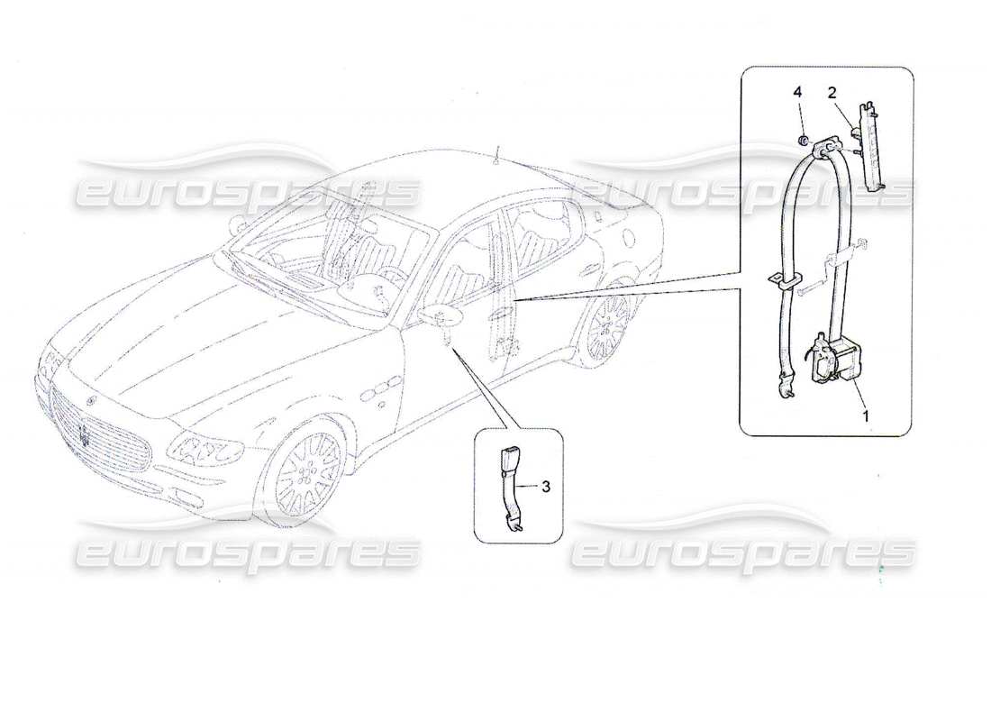 maserati qtp. (2010) 4.7 diagrama de piezas de los cinturones de seguridad delanteros