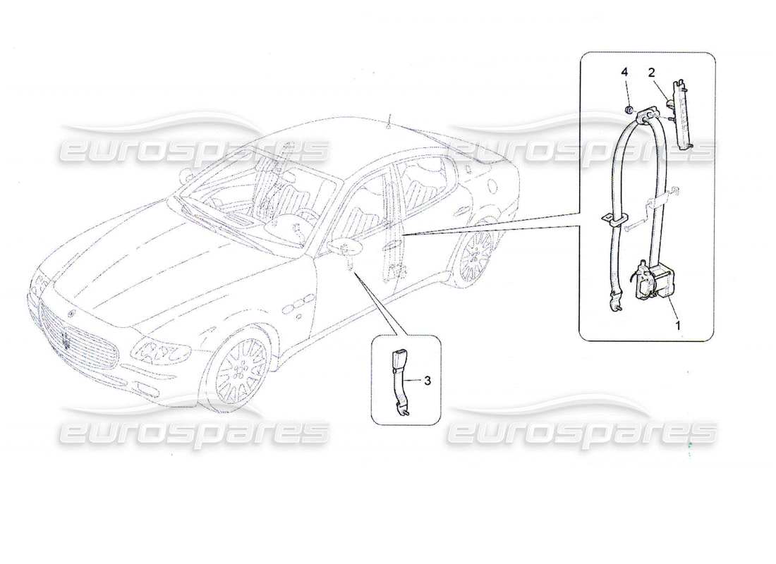 maserati qtp. (2010) 4.7 cinturones de seguridad delanteros diagrama de piezas