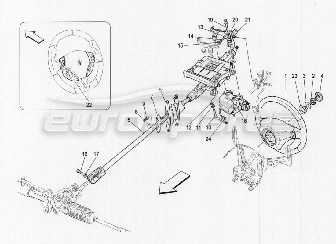 maserati granturismo special edition columna de dirección y unidad de volante diagrama de piezas