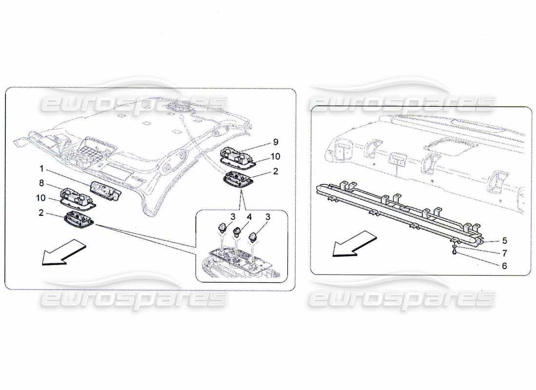 maserati qtp. (2010) 4.7 diagrama de piezas de dispositivos internos del vehículo