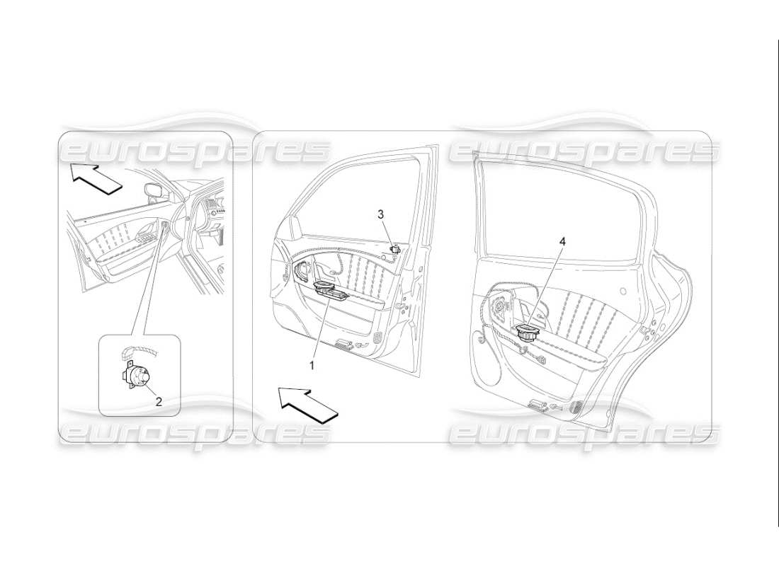 maserati qtp. (2008) 4.2 auto diagrama de piezas de dispositivos de puerta