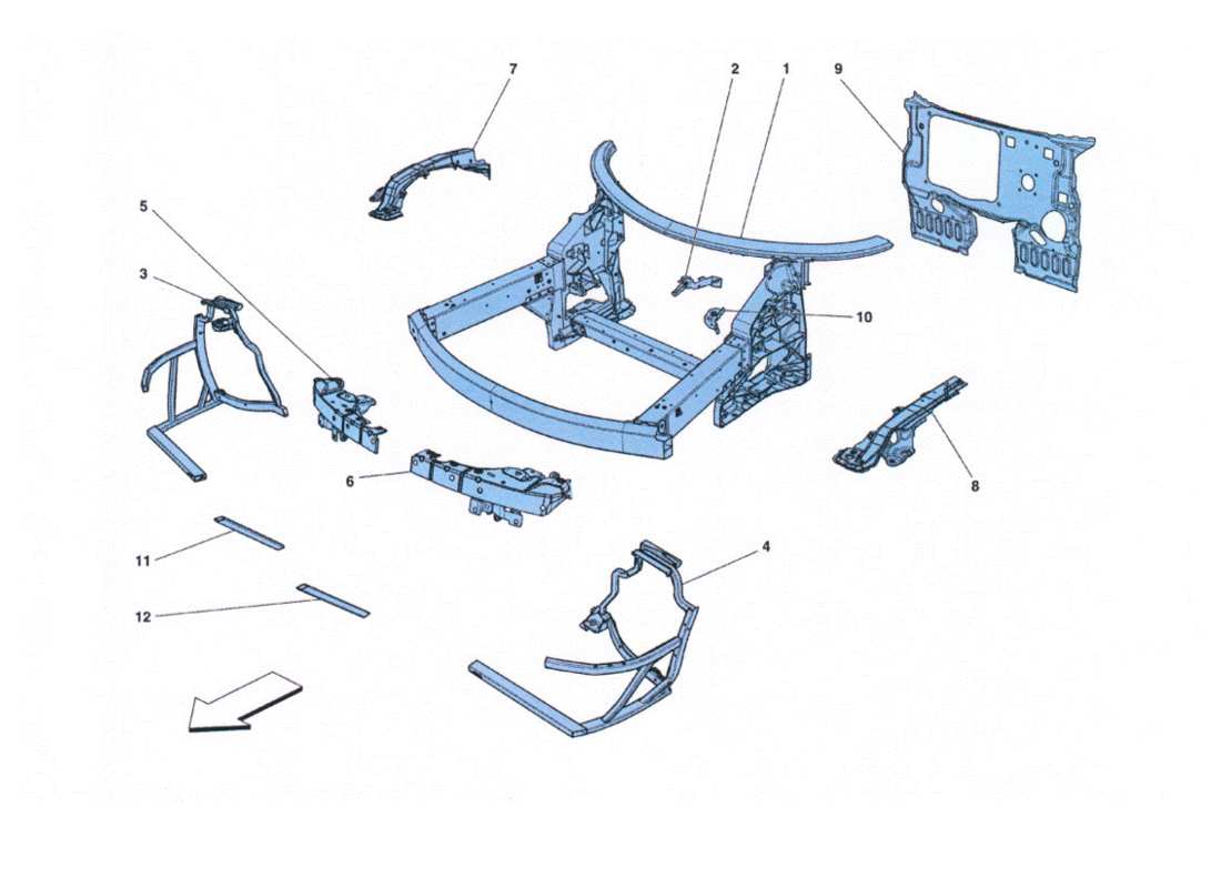 ferrari 458 challenge diagrama de piezas de struttura elementi anteriore e lamiere