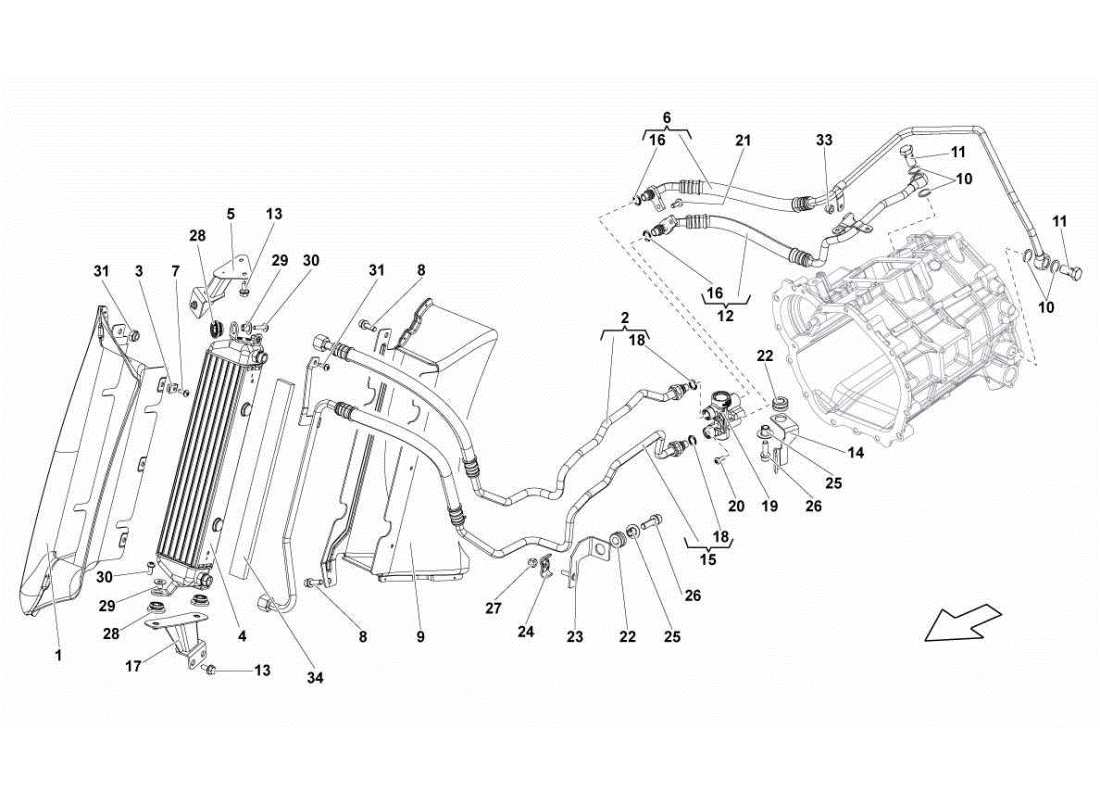 lamborghini gallardo sts ii sc enfriador de aceite diagrama de piezas