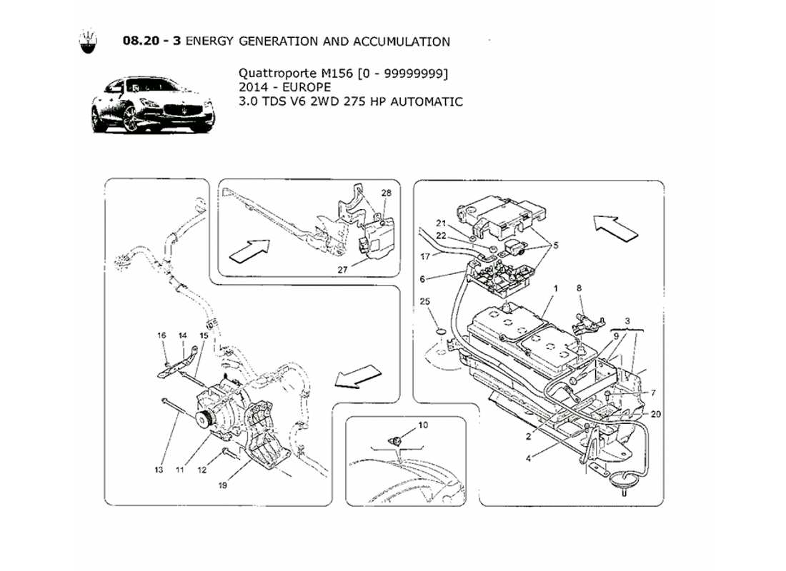 maserati qtp. v6 3.0 tds 275bhp 2014 diagrama de partes de generación y acumulación de energía