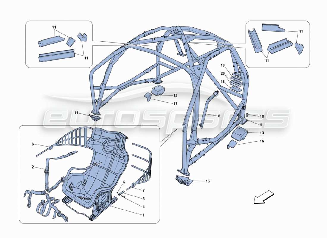 ferrari 488 challenge equipo de seguridad diagrama de piezas