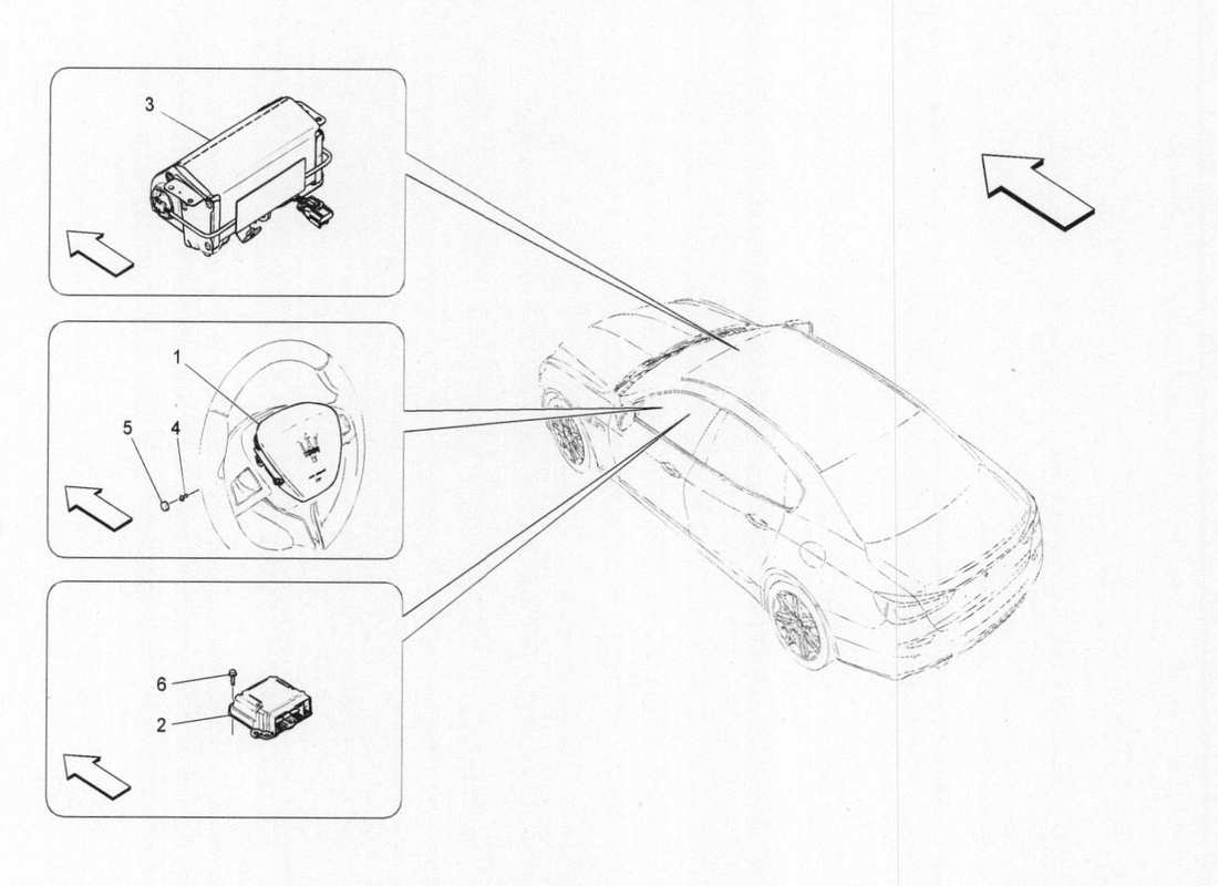maserati qtp. v6 3.0 bt 410bhp 2015 diagrama de piezas del sistema de airbag delantero