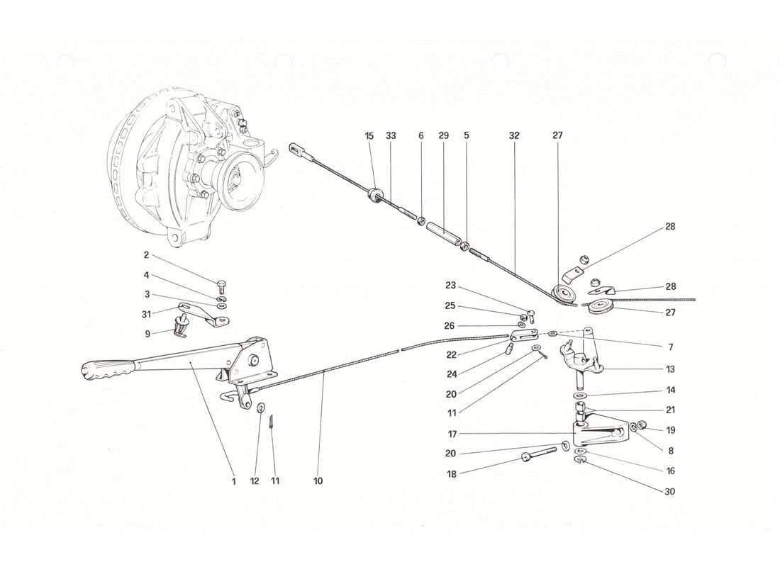 ferrari 208 gtb gts control de freno manual diagrama de piezas