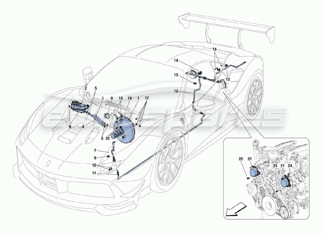 ferrari 488 challenge servo freno diagrama de piezas