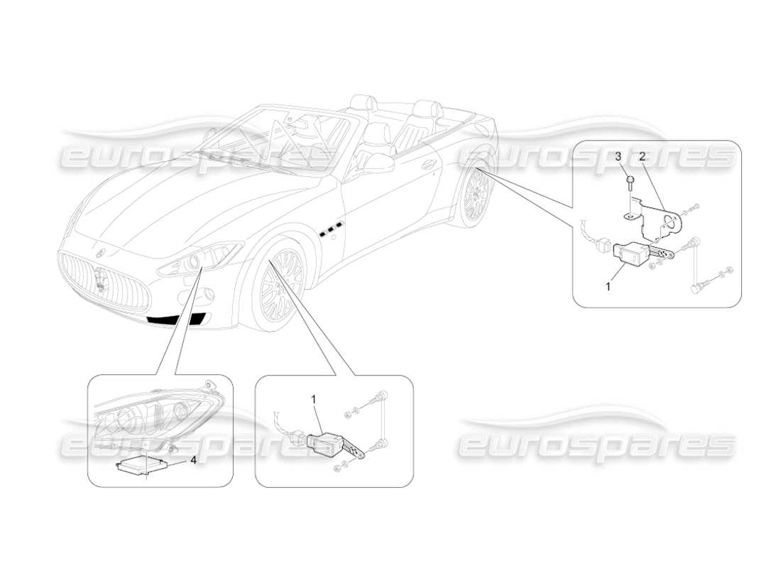 maserati grancabrio (2011) 4.7 diagrama de piezas de control del sistema de iluminación