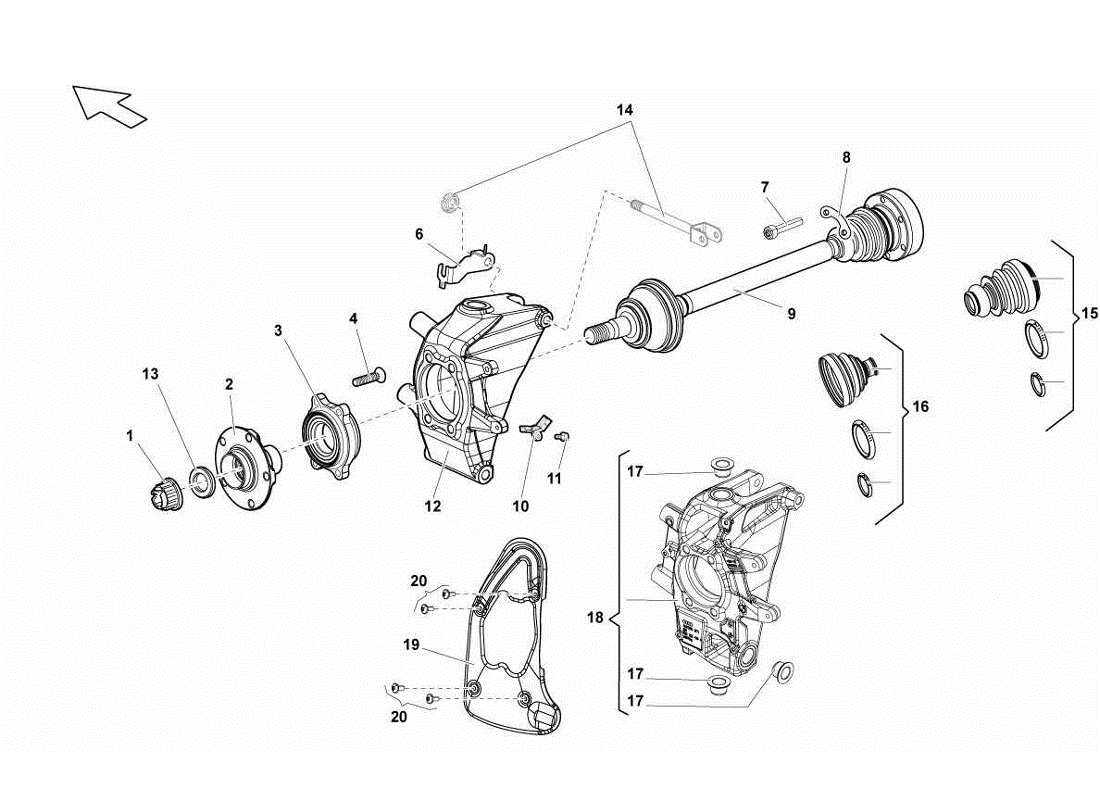 lamborghini gallardo lp560-4s update diagrama de piezas del eje de transmisión trasero