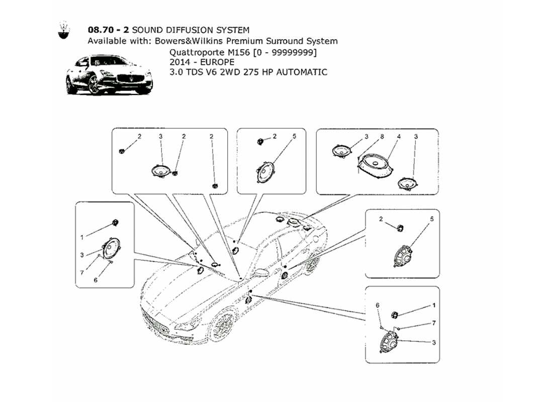 maserati qtp. v6 3.0 tds 275bhp 2014 diagrama de piezas del sistema de difusión de sonido