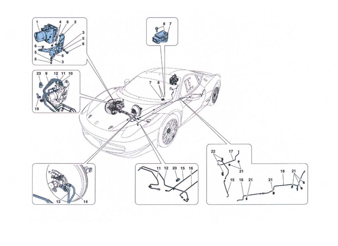 ferrari 458 challenge sistema de frenado diagrama de piezas