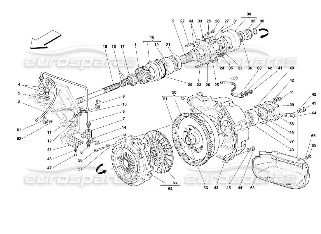 ferrari 355 (2.7 motronic) embrague y controles diagrama de piezas