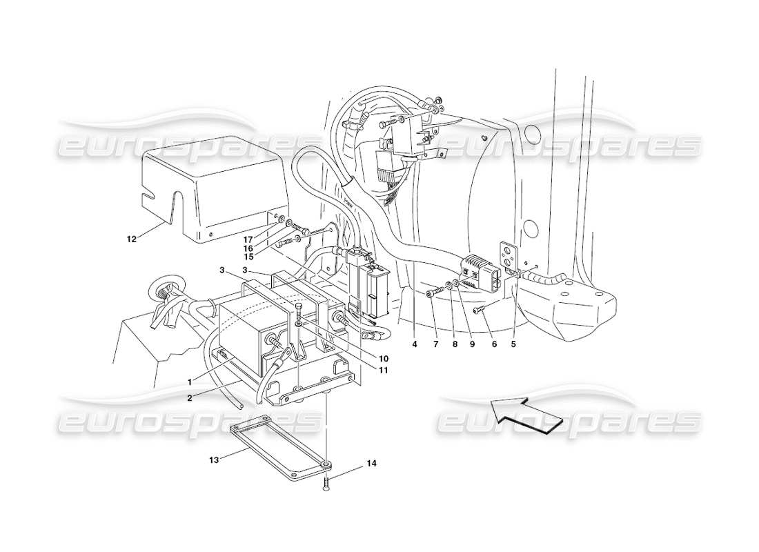 ferrari 430 challenge (2006) diagrama de piezas de la batería