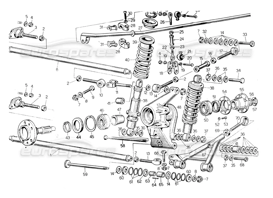 lamborghini countach lp400 diagrama de piezas de la suspensión trasera