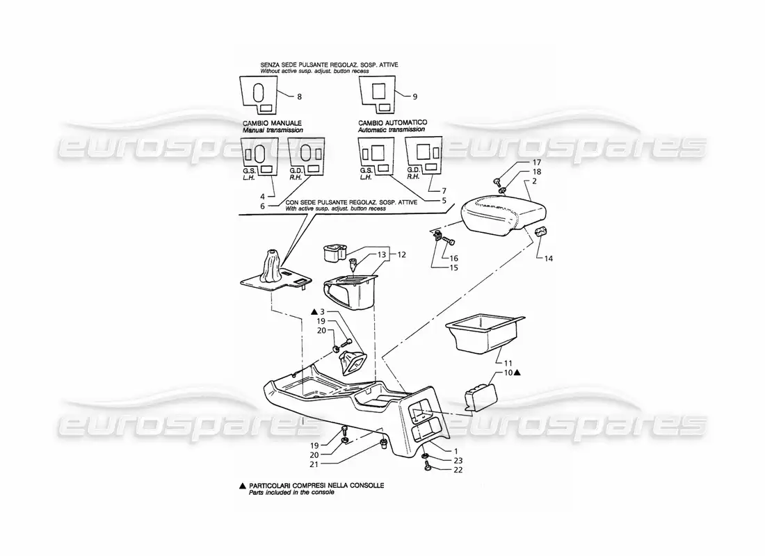 maserati qtp. 3.2 v8 (1999) consola diagrama de piezas