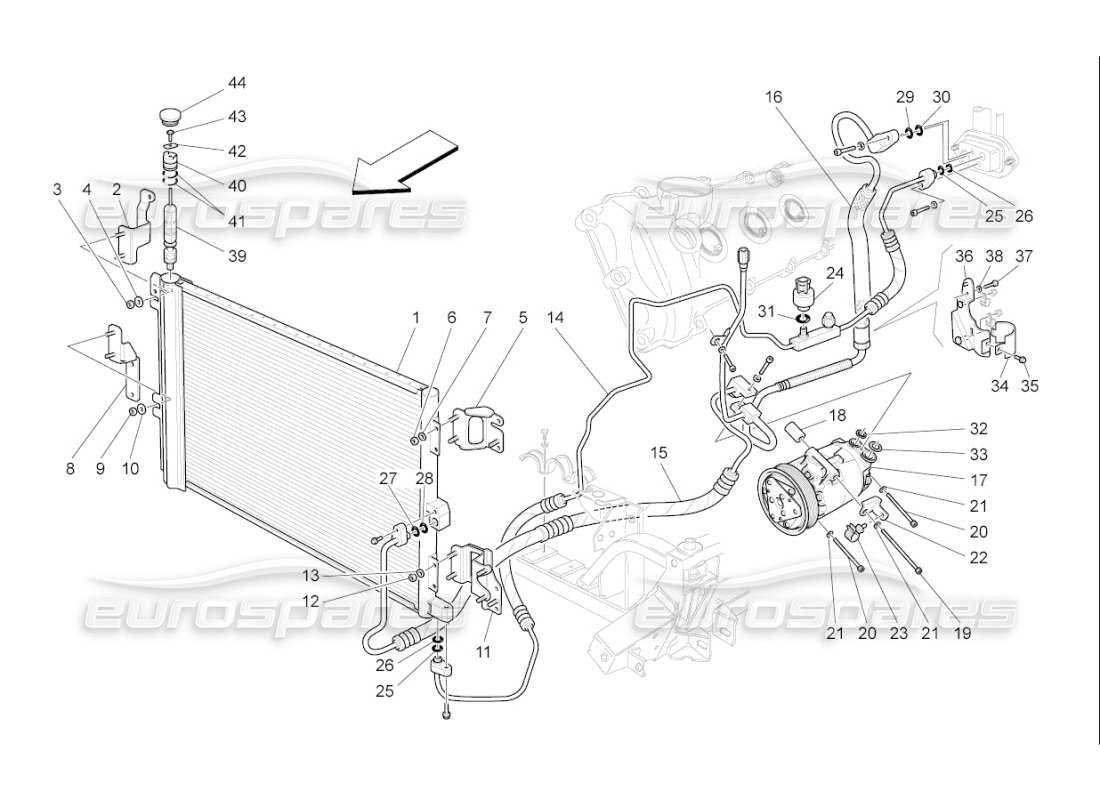 maserati qtp. (2009) 4.7 auto unidad a c: diagrama de piezas de los dispositivos del compartimento del motor