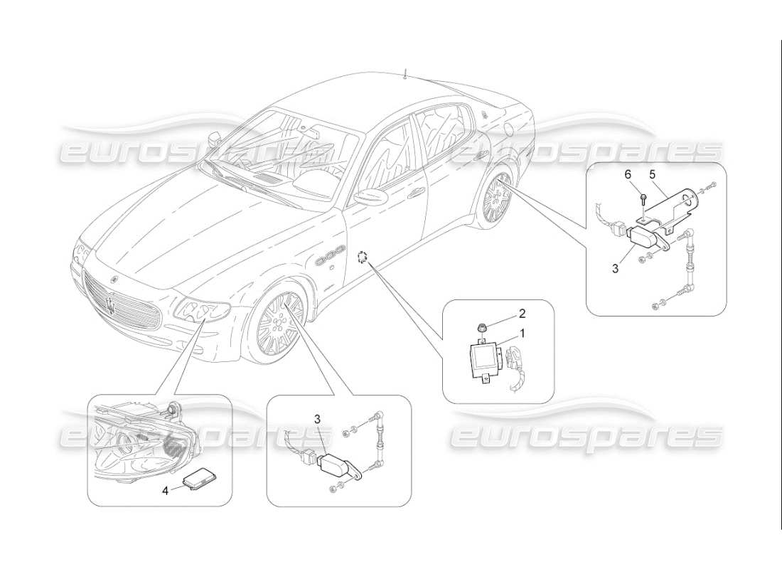 maserati qtp. (2007) 4.2 f1 diagrama de piezas de control del sistema de iluminación