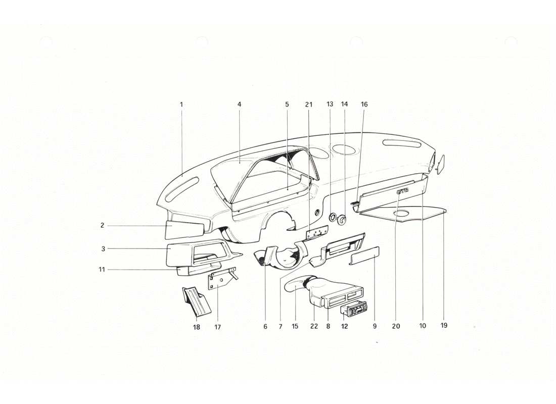 ferrari 208 gtb gts diagrama de piezas del panel de instrumentos