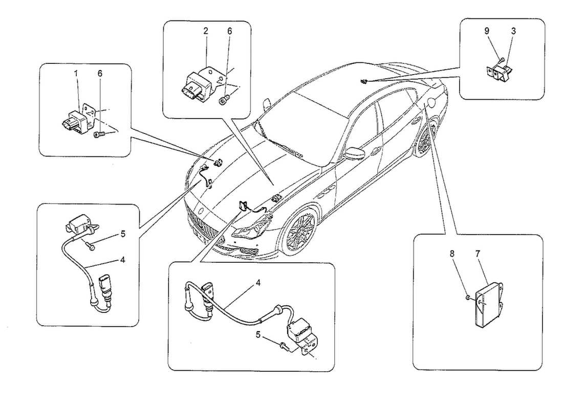maserati qtp. v8 3.8 530bhp 2014 diagrama de piezas de control electrónico (suspensión)