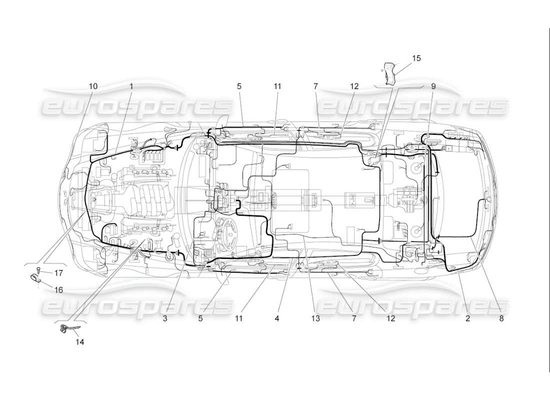 maserati qtp. (2009) 4.7 auto diagrama de piezas de cableado principal