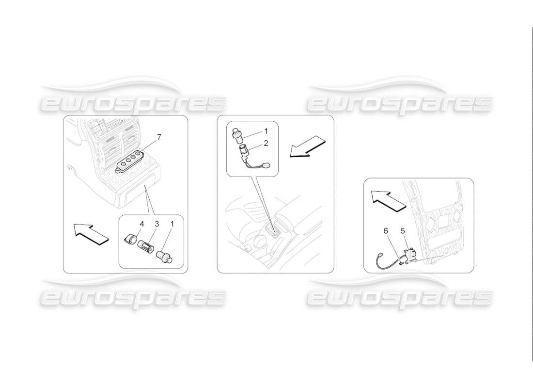 maserati qtp. (2007) 4.2 f1 diagrama de piezas de los dispositivos de la consola central