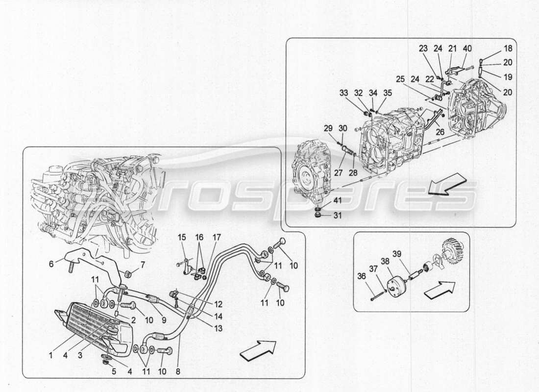 maserati granturismo special edition lubricación y refrigeración del aceite de la caja de cambios diagrama de piezas