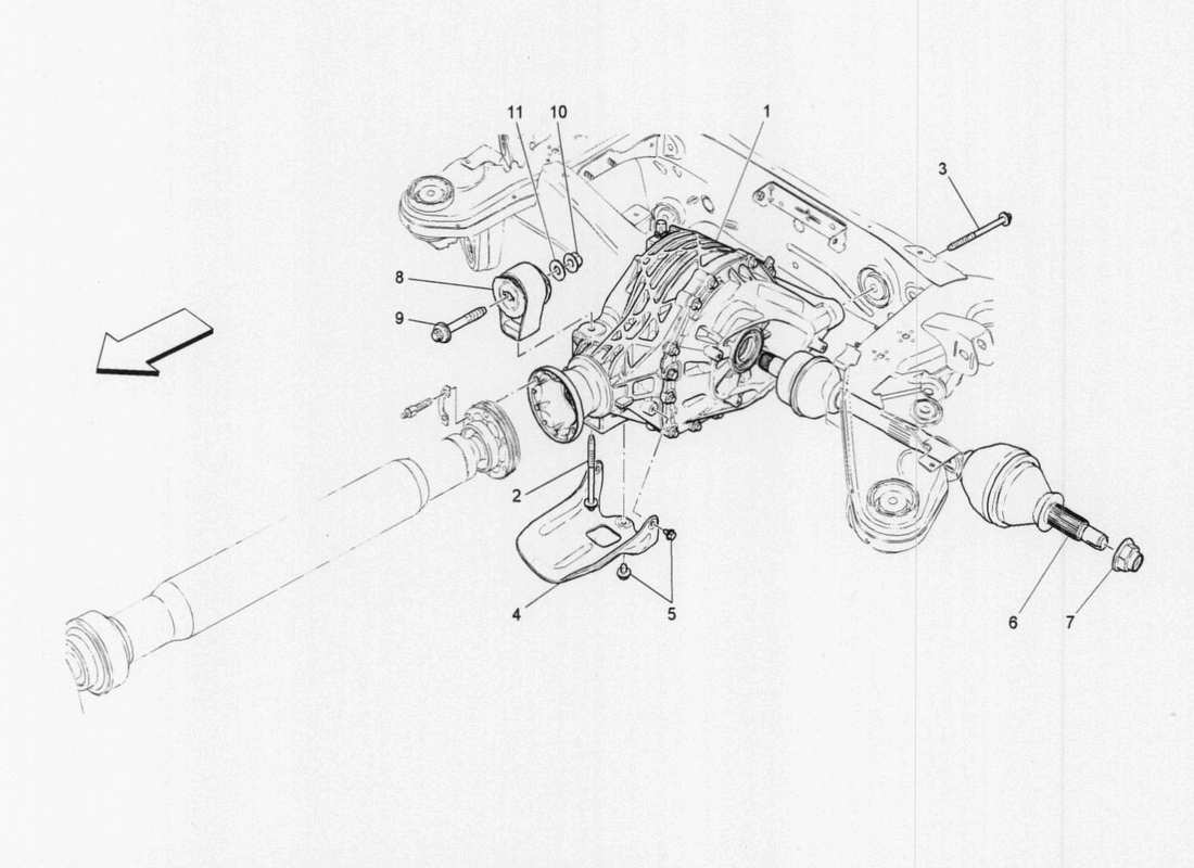 maserati qtp. v6 3.0 tds 275bhp 2017 diagrama de piezas del diferencial y del eje trasero